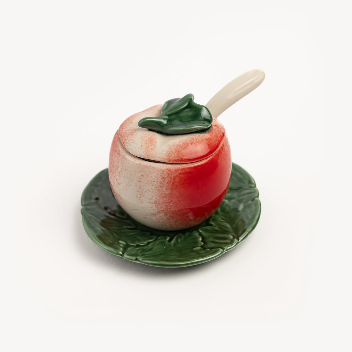 Skål Med Lokk/Skje/Fat Rød Eple - By Heim Studio