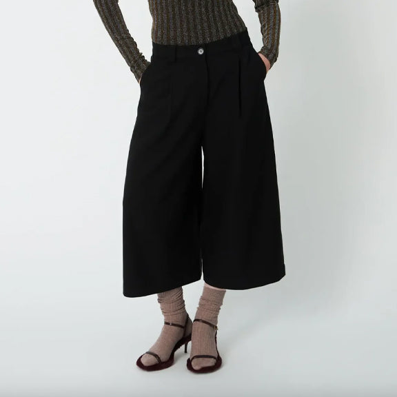 Bukse Cropped Mid-Waist Sort - Stella Nova