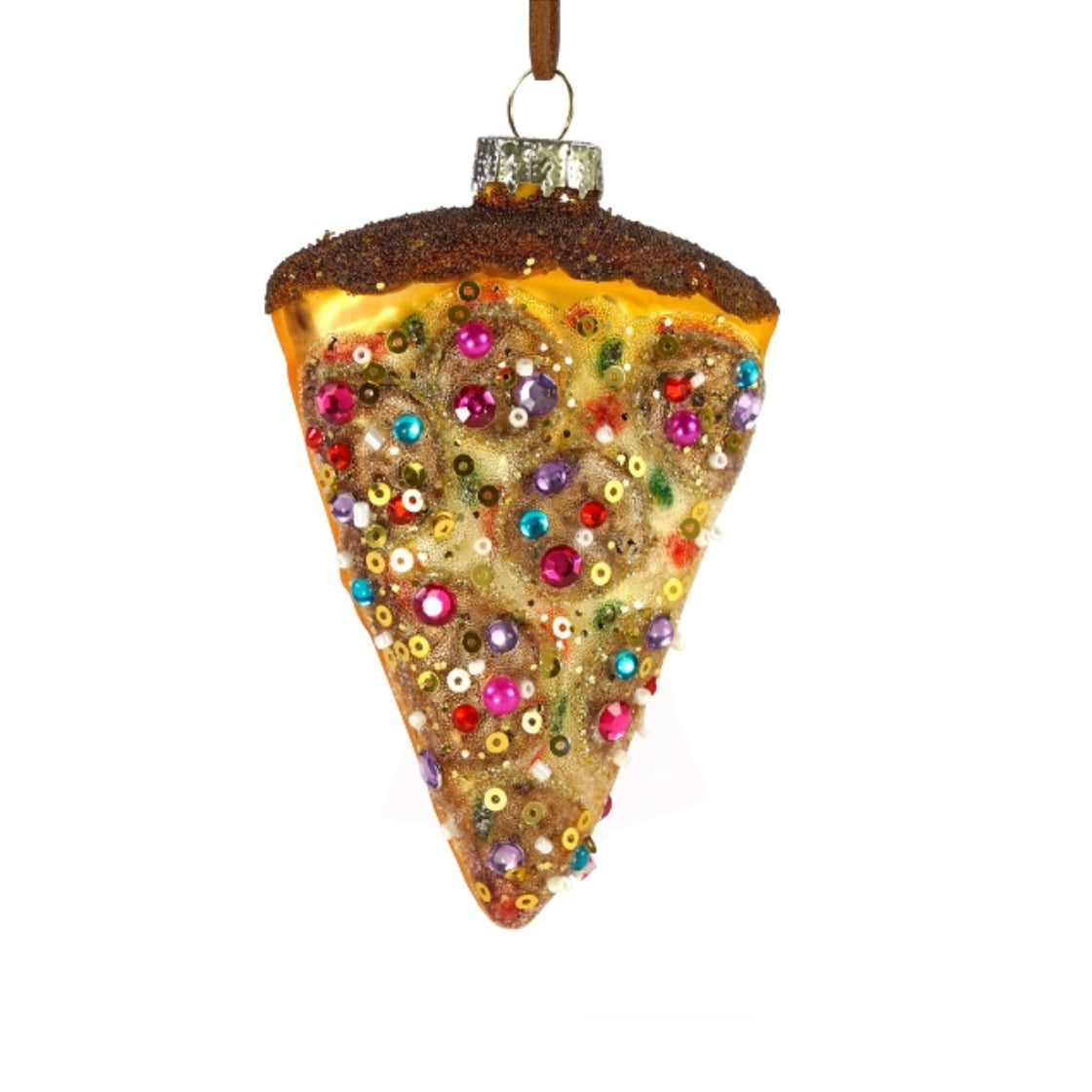 Julekule Pizza Rhinstone - By Werner Voss formet som en pizza slice med fargerike rhinstone steiner og glitter