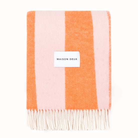 Ullpledd Striper rosa/Orange - By Maison Deux
