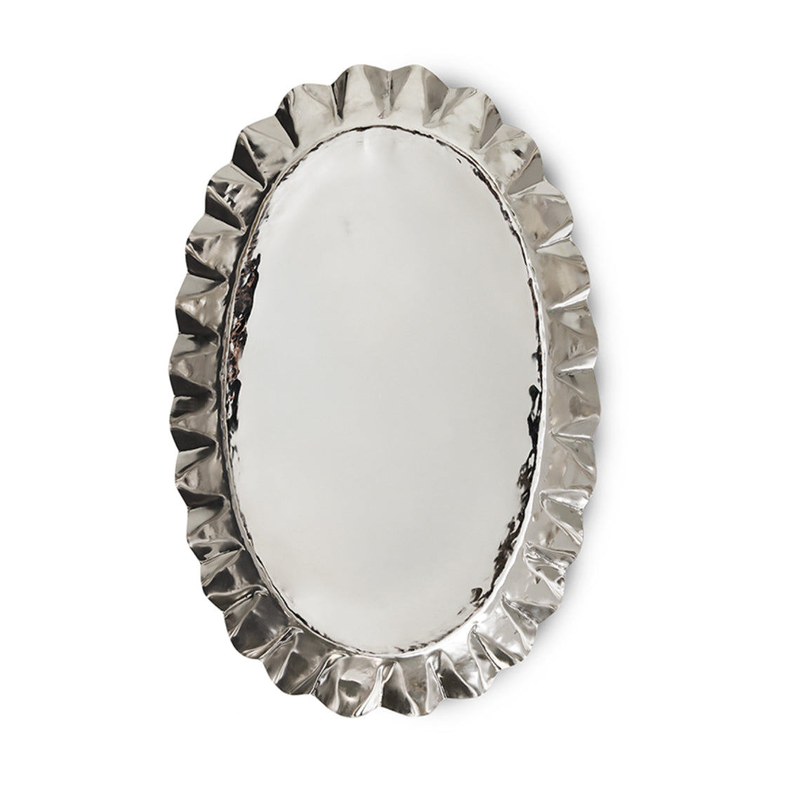 Chrom Serveringsfat Large - By HK Living i polert krom med dekorativt skulpturelt bølget design og elegant finish