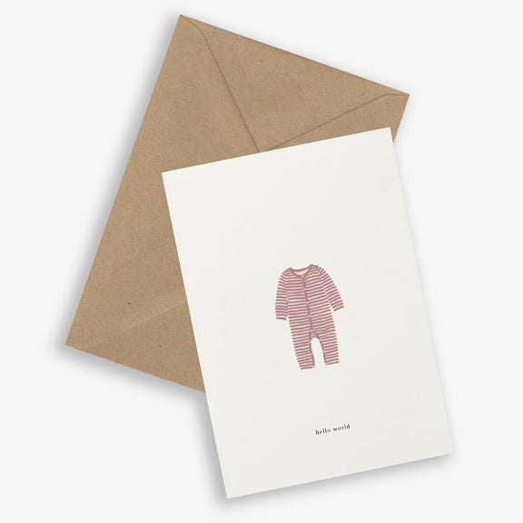 Greeting Card Baby onesie / Blush (hello world) - By Kartoteket