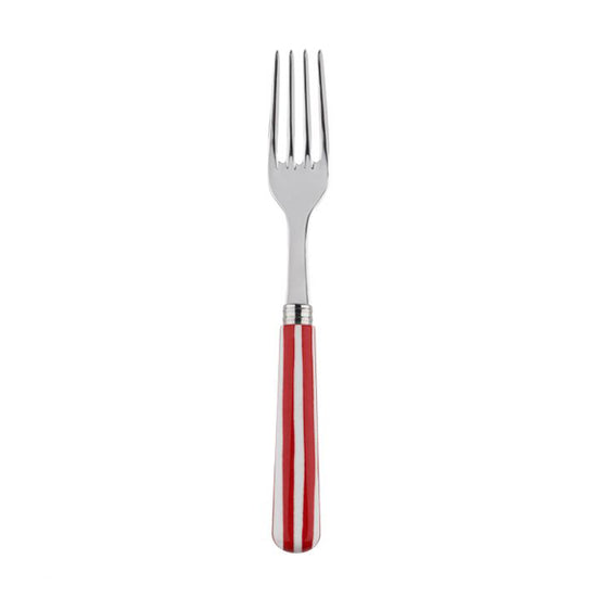 White Striped/Red Dinner Fork - By Sabre Paris