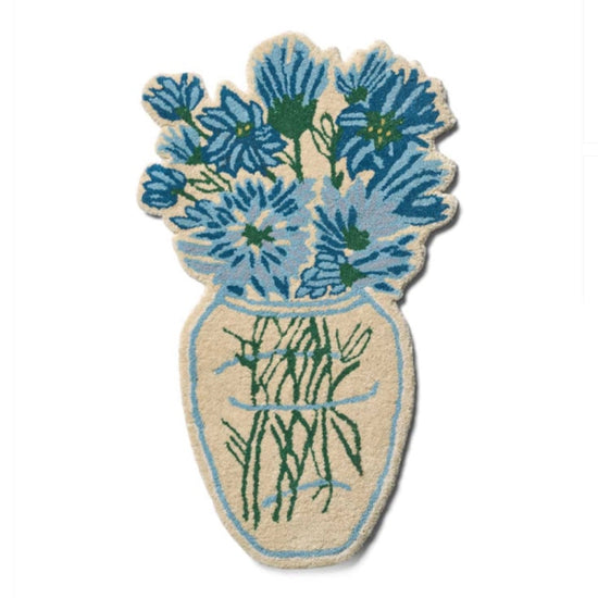 Load image into Gallery viewer, Blue Daisy Rug - By Bongusta
