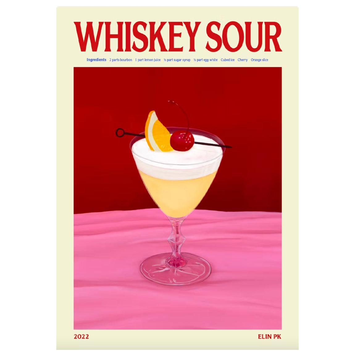 Load image into Gallery viewer, Whiskey Sour Print 50x70 - By Elin PK
