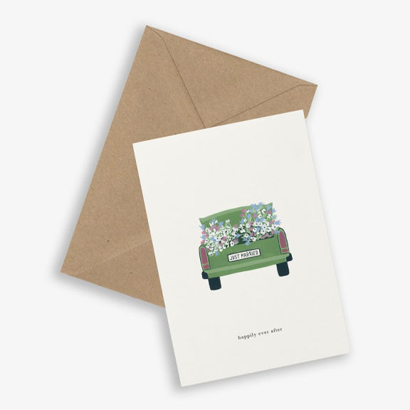 Greeting Card Wedding Car (happily ever after) - By Kartoteket