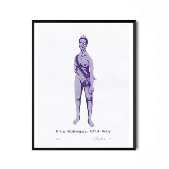 Load image into Gallery viewer, Mette Marit Purple Riso Print - By Thomas Barlund
