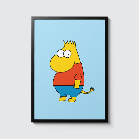 Plakat med blå bakgrunn og illustrasjon. Motivet er en kombinasjon av mummitrollet og Bart Simpson, så resultatet er en gul karakter med piggsveis og stor nese. Trykket i begrenset opplag på 100, signert og nummerert. Selges foreløpig kun på Heim. Illustrasjon av Higren. Format 30x40 cm.